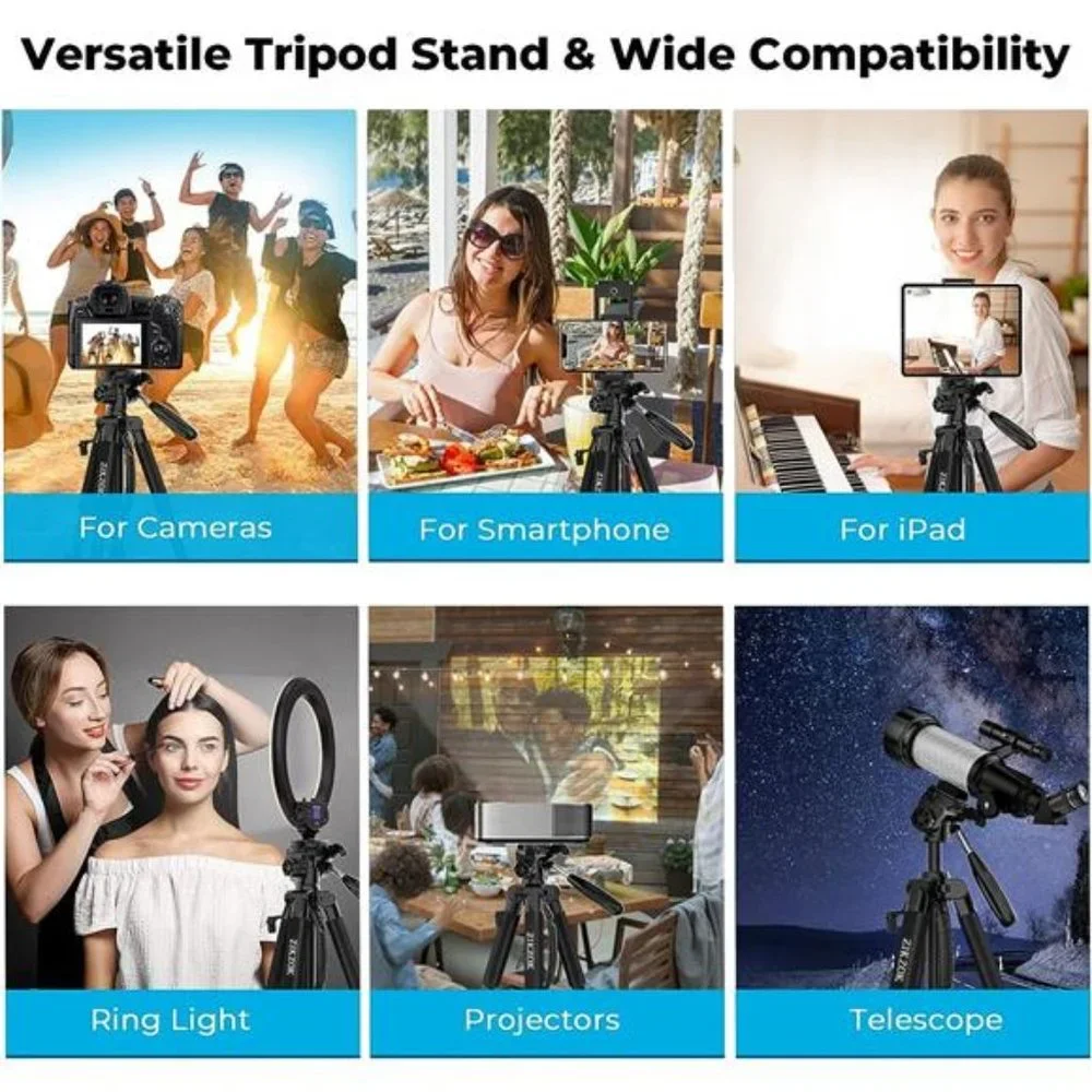 75 Inch Camera Tripod, Lightweight Travel Aluminum Cell Phone Video Tripod